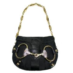 Gucci Tom Ford SS2004 Limited Lizard Skin & Crystals Horsebit Bamboo Chain Bag 3