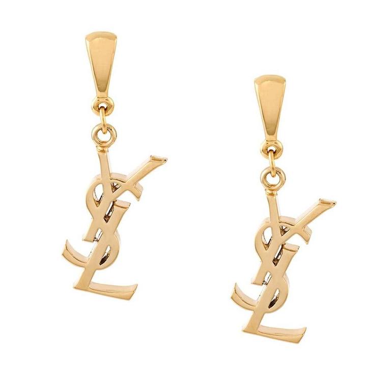 Yves Saint Laurent Logo-Ohrstecker mit Tropfen bei 1stDibs