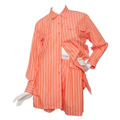 Vintage 1980s Chanel Striped Cotton Pajamas 