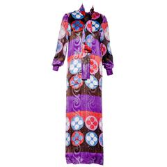 1970s Lanvin silk dress with attached scarf in geometric print 10