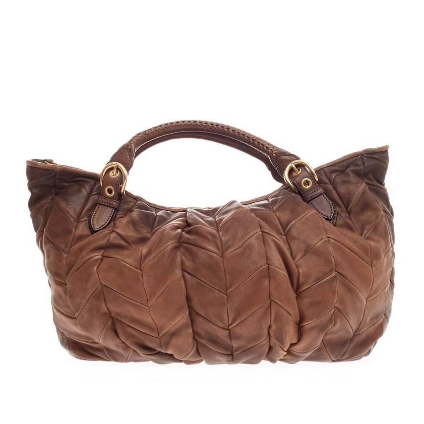 Miu Miu Convertible Shoulder Bag Chevron Leather Large at 1stdibs