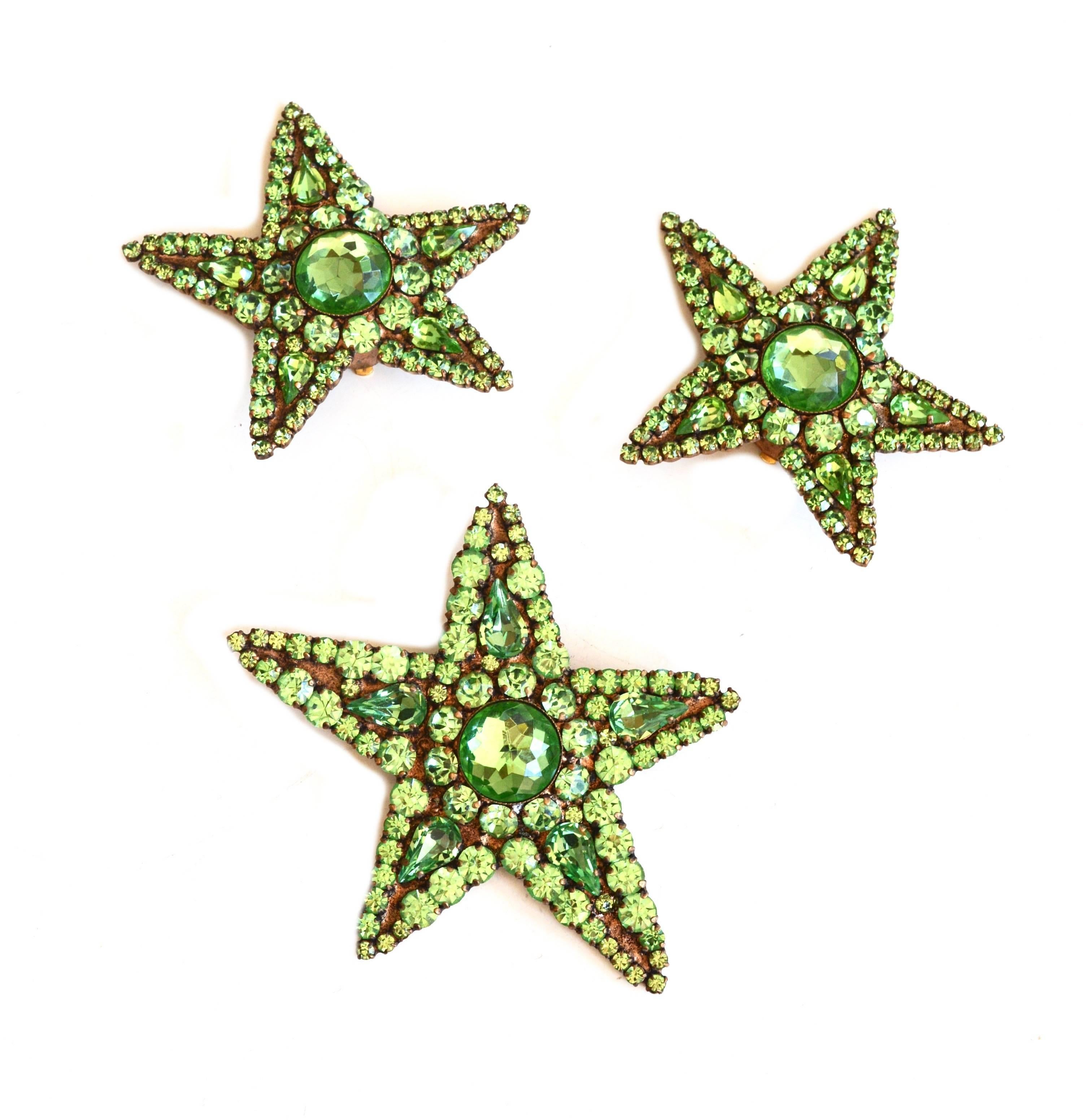 Yves Saint Laurent Rive Gauche Star Earrings and Pendant / Pin For Sale