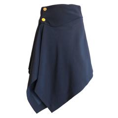 1999 VIVIENNE WESTWOOD Navy asymmetrical point hem wrap skirt