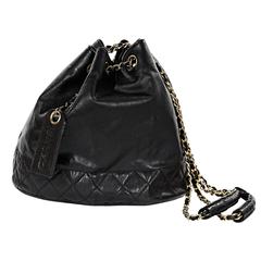 Black Chanel Leather Bucket Bag