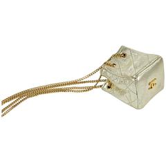 Gold Chanel Drawstring Bag Necklace