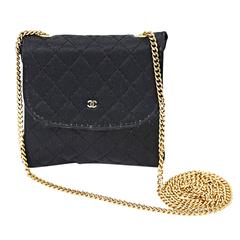 Black Chanel Quilted Bag Necklace