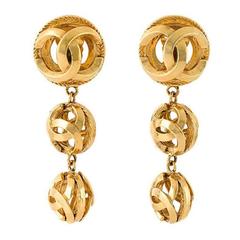 Chanel Logo Orb Drop Clip-on Earrings