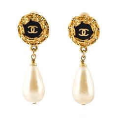 Chanel Logo Drop Clip-on Earrings