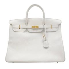 Hermès White Togo Leather 40 cm Birkin Bag with GHW