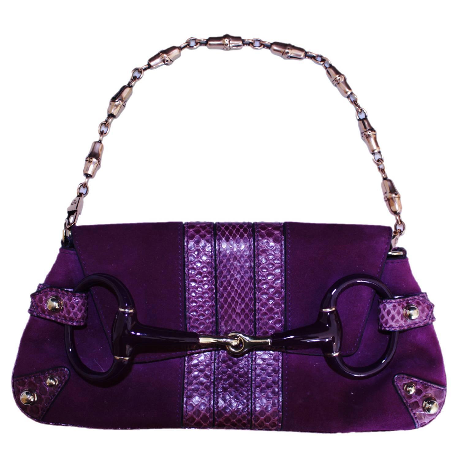 Amazing Purple Suede Python Horsebit Bag Tom Ford Gucci FW 2004!
