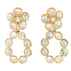 Chanel Crystal Gold Oversize Doorknocker Chandelier Dangle Drop Earrings in Box