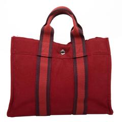 Hermes Navy Red and Navy Canvas Fourre Tout PM Tote Bag at 1stDibs