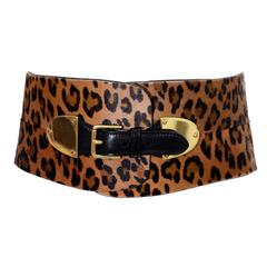 Rare Ralph Lauren Wise Belt New w Tags Medium Leopard Calf Fur and Leather