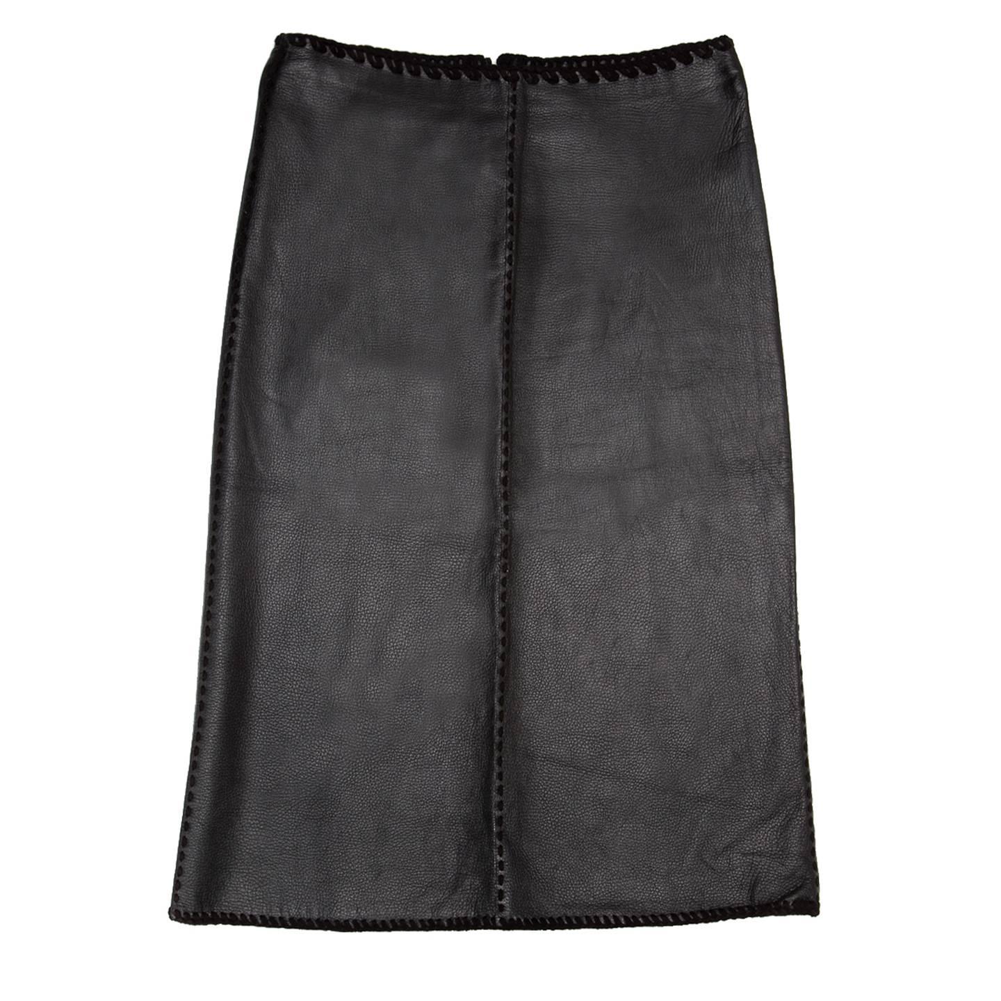 Katayone Adeli Black leather Skirt For Sale