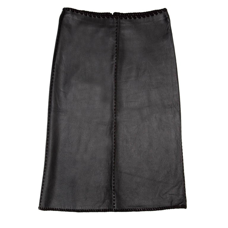 Katayone Adeli Black leather Skirt For Sale at 1stDibs