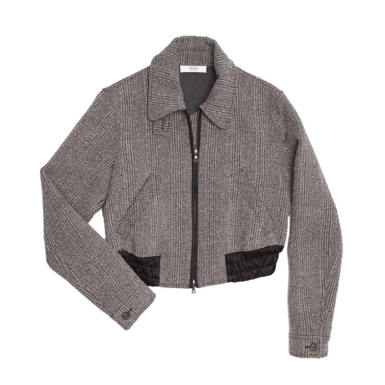 Prada Grey Wool Bomber Jacket For Sale at 1stDibs | prada bomber jacket ...