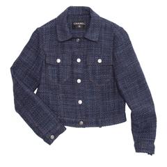 Chanel Indigo Wool Short Trucker Style Jacket