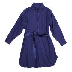 Yves Saint Laurent Royal Blue Silk & Cotton Shirt Dress
