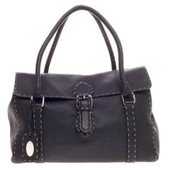 Fendi Selleria Linda Satchel Pebbled Leather Medium