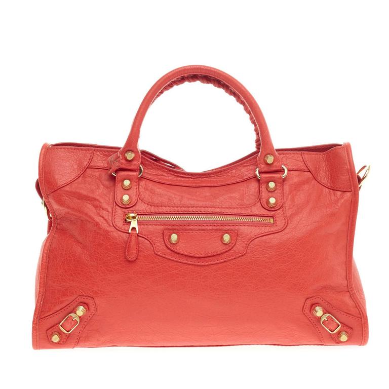 Balenciaga city red top