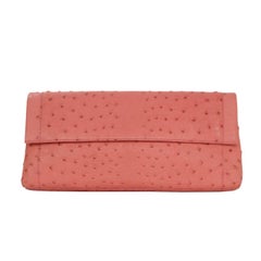 Nancy Gonzalez Pink Ostrich Clutch Bag