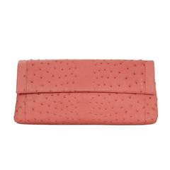 Nancy Gonzalez Pink Ostrich Clutch Bag GHW 12