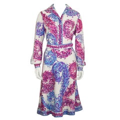 1970
s Emilio Pucci Wool Challis Feather Print Set