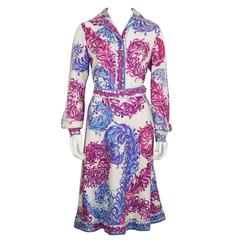 1970's Emilio Pucci Wool Challis Feather Print Set 9