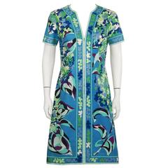 1970's Emilio Pucci Cotton Blue and Green Dress 7