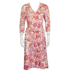 1970's Bessi Pink Printed Cotton Floral Day Dress 1