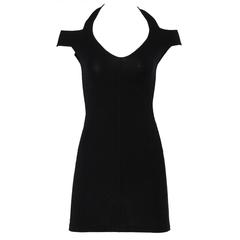 Claude Montana Vintage Black Body Con Cut Out Shoulders Mini Dress 9