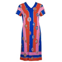 Mini robe Artemis des années 1970 à motif de serrure et de clé