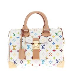 Louis Vuitton Monogram Multicolor Mini Speedy Hand Bag White M92645 Auth Am1013G, Women's