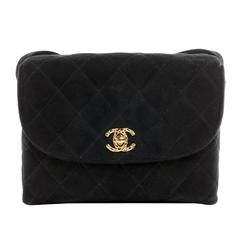 Chanel Black Suede Mini Flap Shoulder Bag
