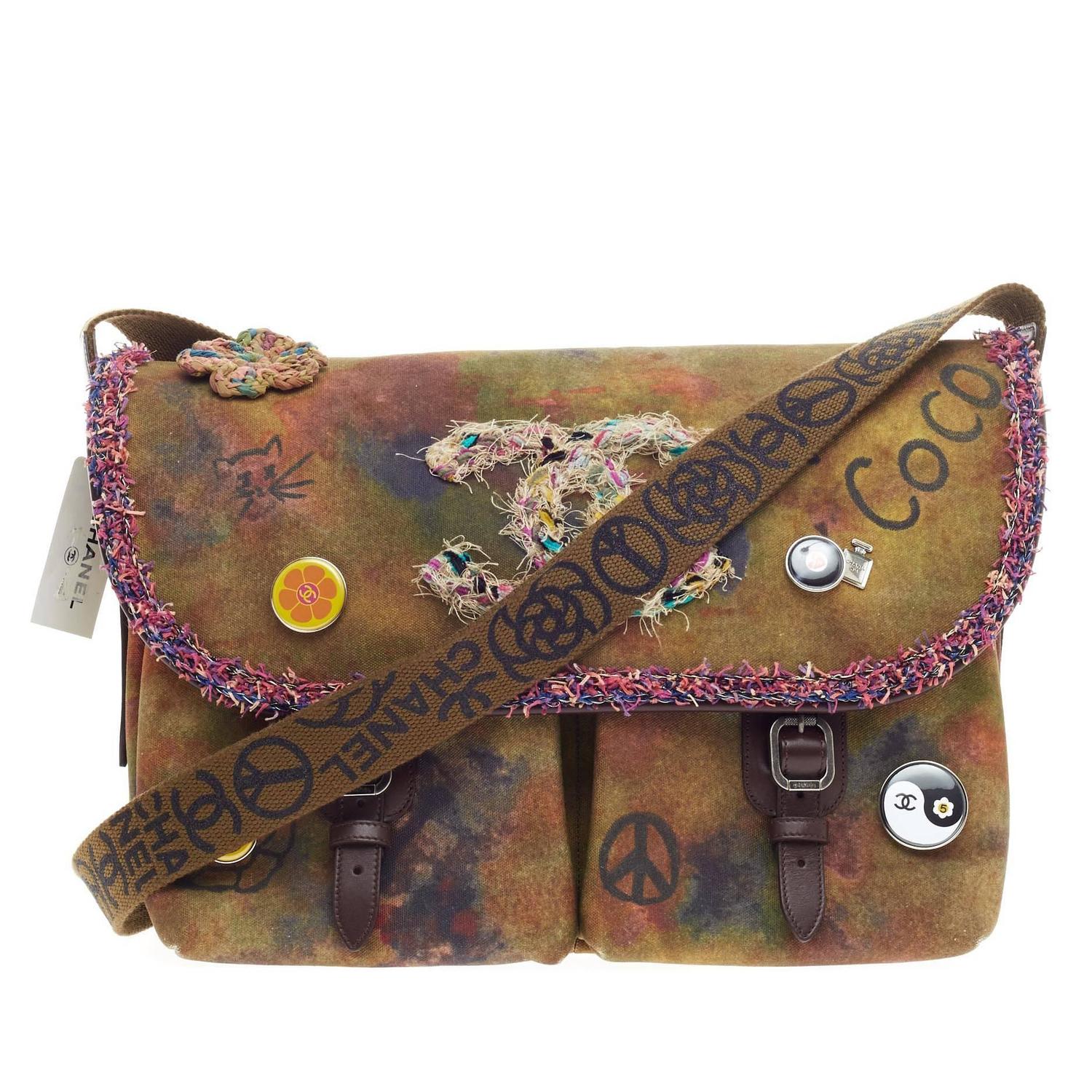 Chanel On The Pavement Graffiti Messenger Canvas Large at 1stdibs