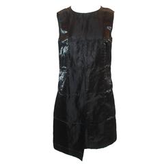 Chanel Black Metallic Quilted Asymmetrical Shift Dress - 40 - 1999
