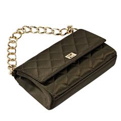 Brown Chanel Quilted Satin Shoulder Bag 11