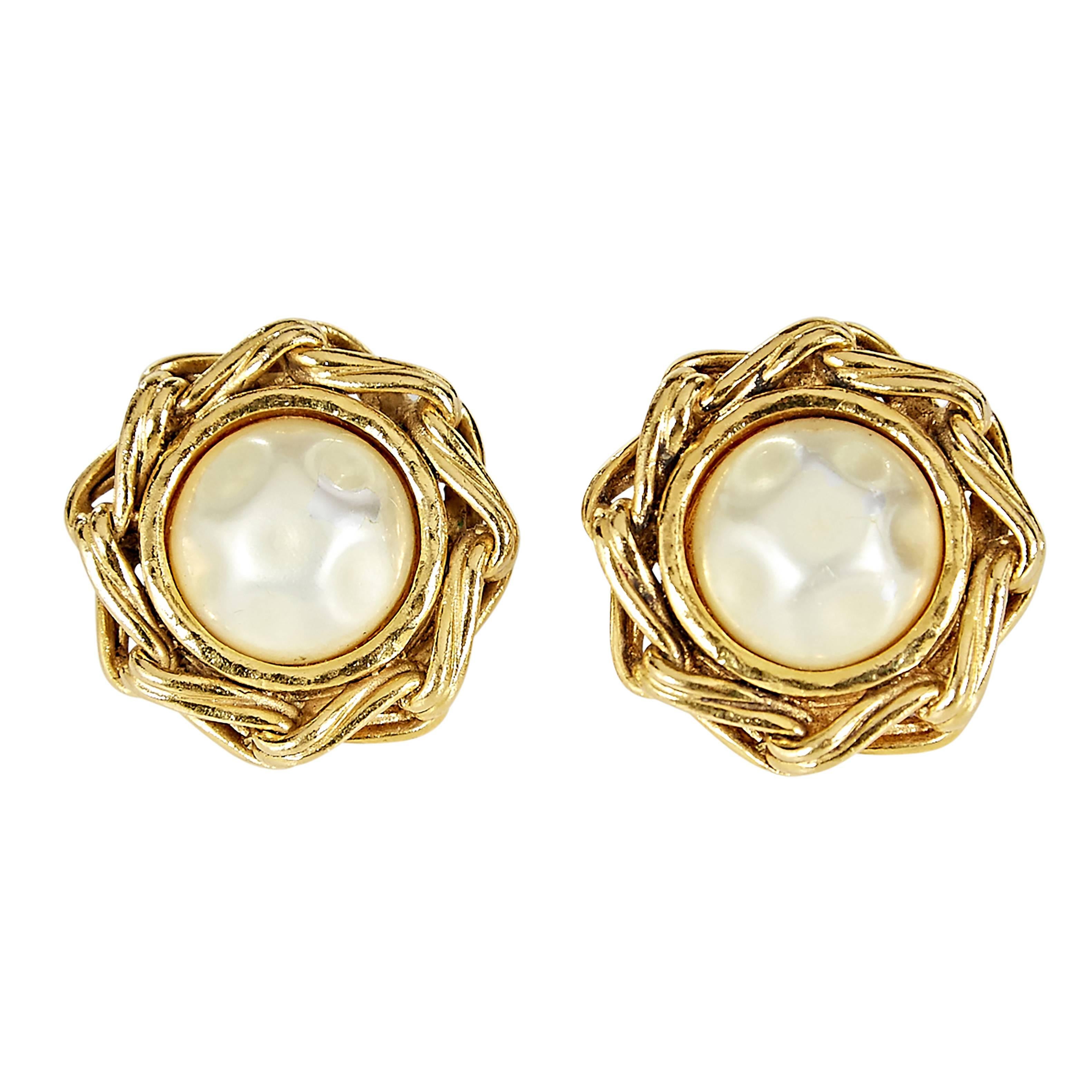 Goldtone Chanel Clip-On Earrings
