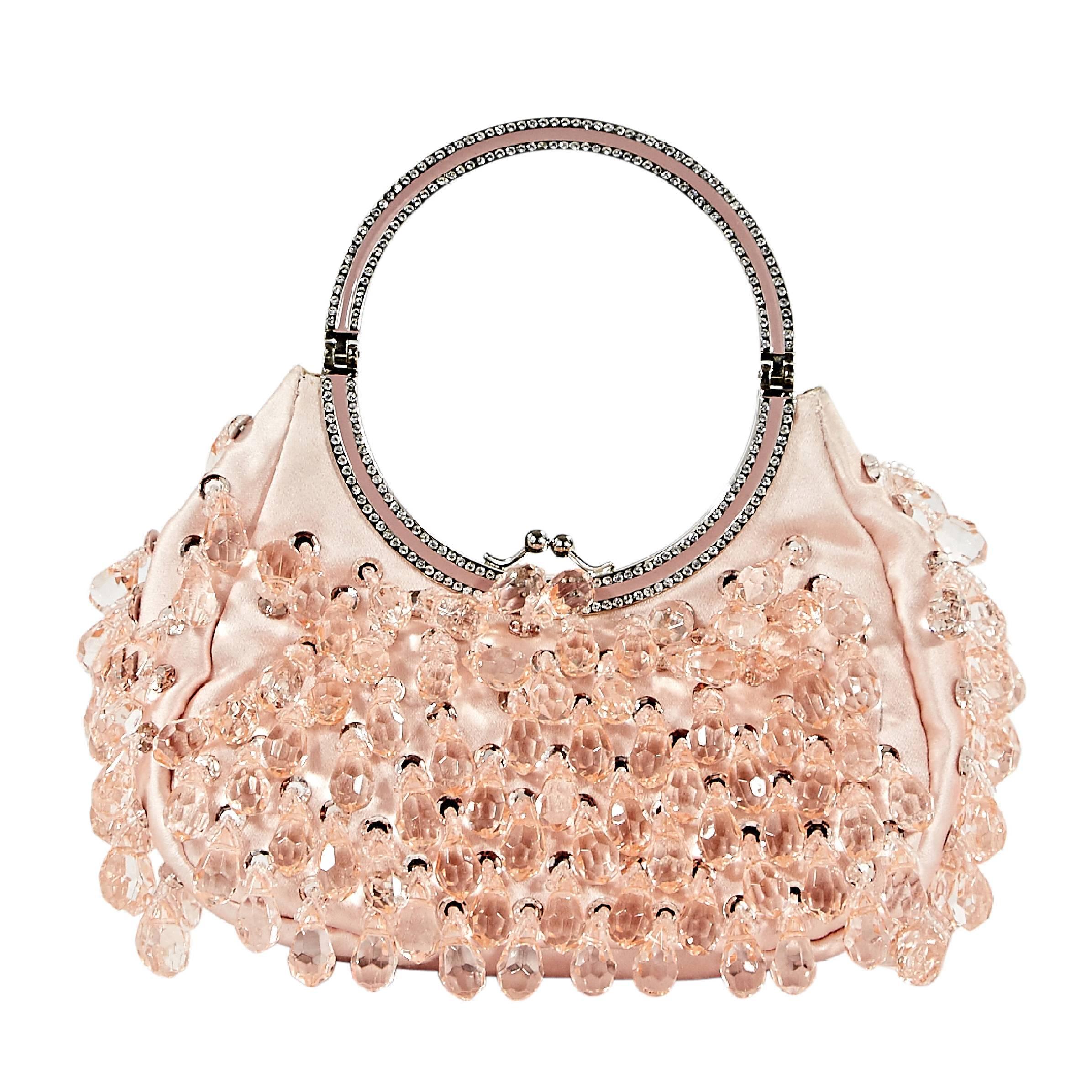 Peach Valentino Embellished Satin Handbag