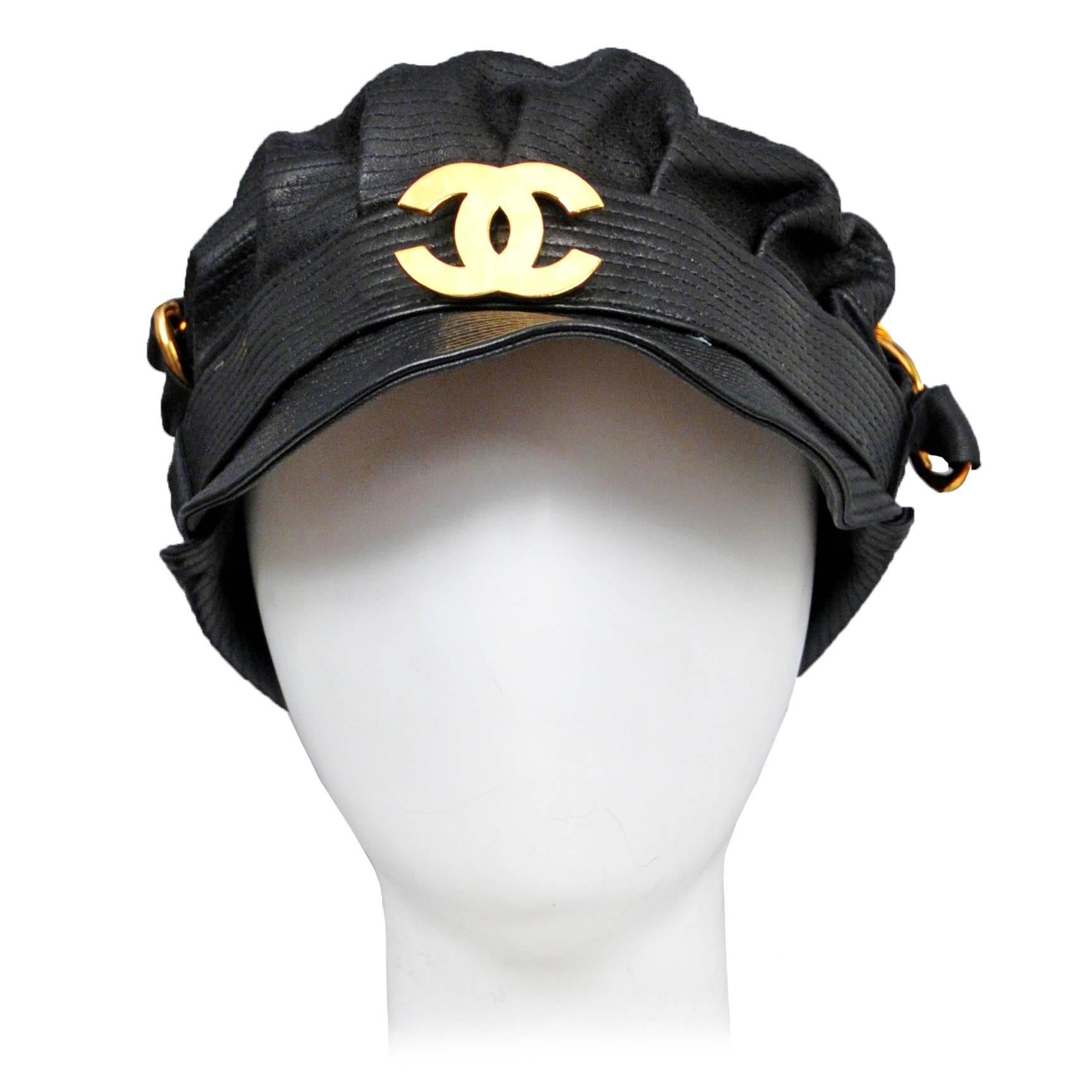 Chanel Leather Moto Cap