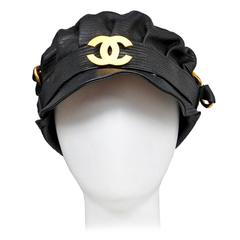 Vintage Chanel Leather Moto Cap 