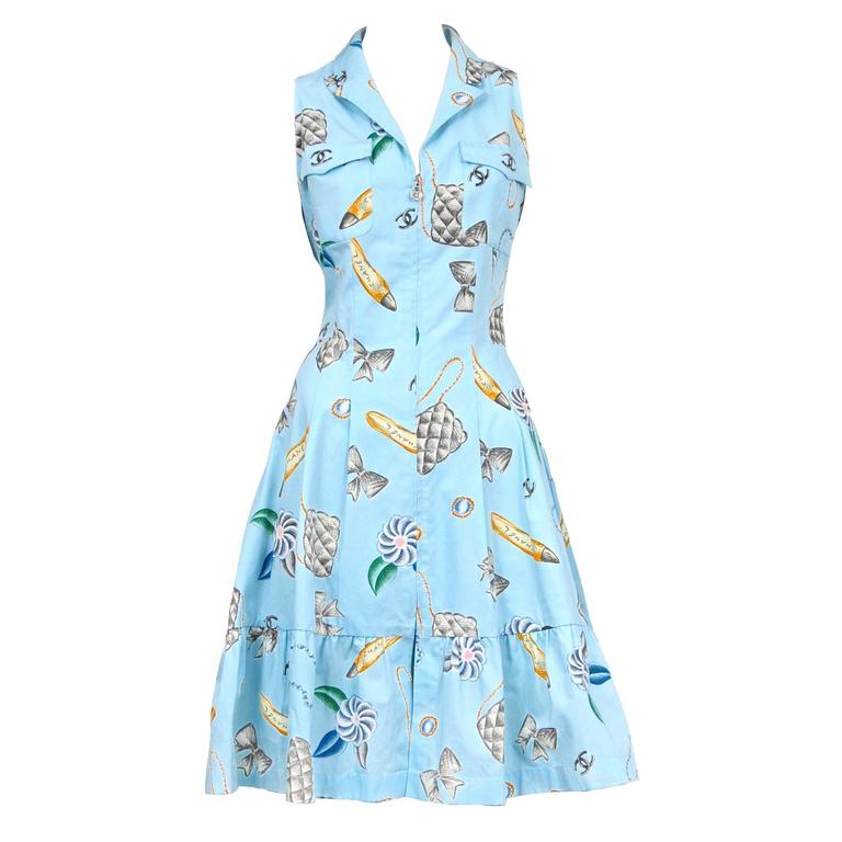 Chanel Blue Cotton Day Dress at 1stDibs chanel blue dress, chanel day