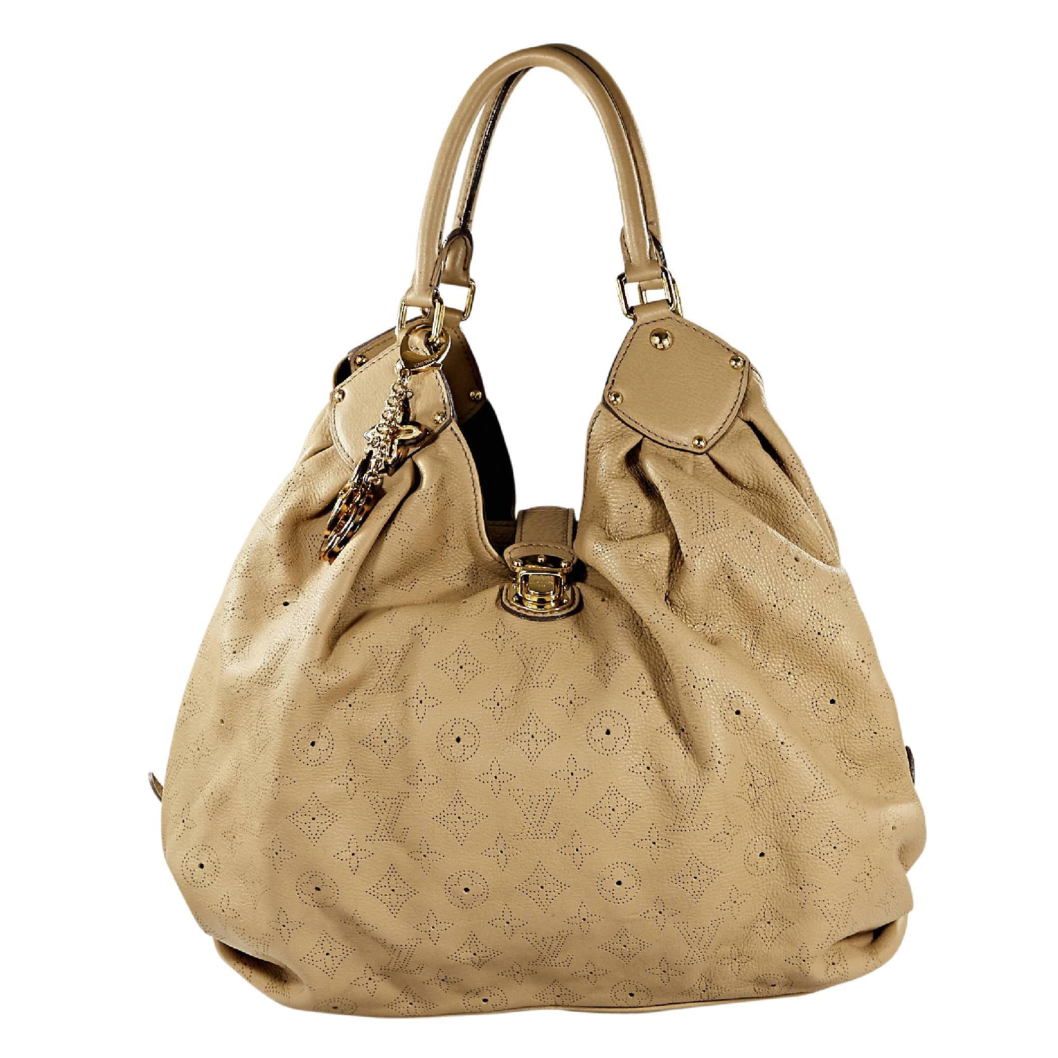 Tan Louis Vuitton Monogram Mahina Leather XL Hobo Bag
