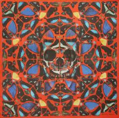 Alexander McQueen/Damien Hirst Red Psalm Skull Butterfly Silk Scarf