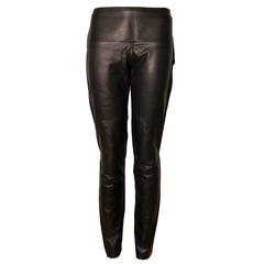 Hermes Leather Trousers 38 Black 2013.