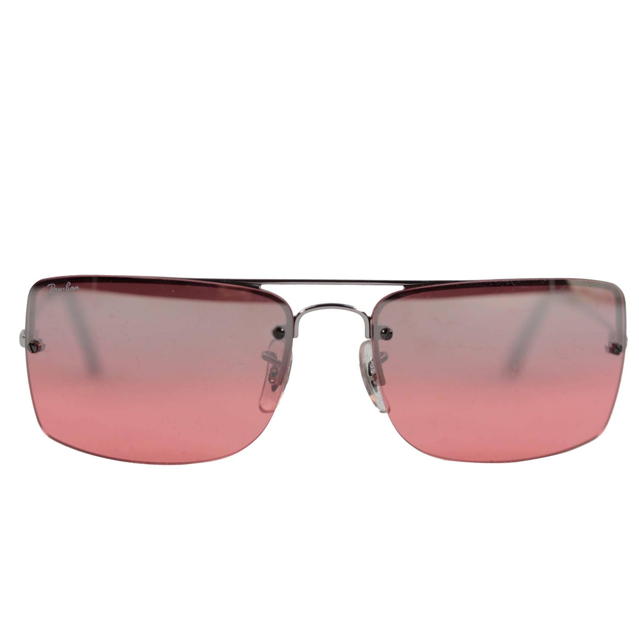 RAY BAN Sunglasses RB3158 003/7E 59/16 Rimless Silver/Pink lens EYEWEAR w/CASE