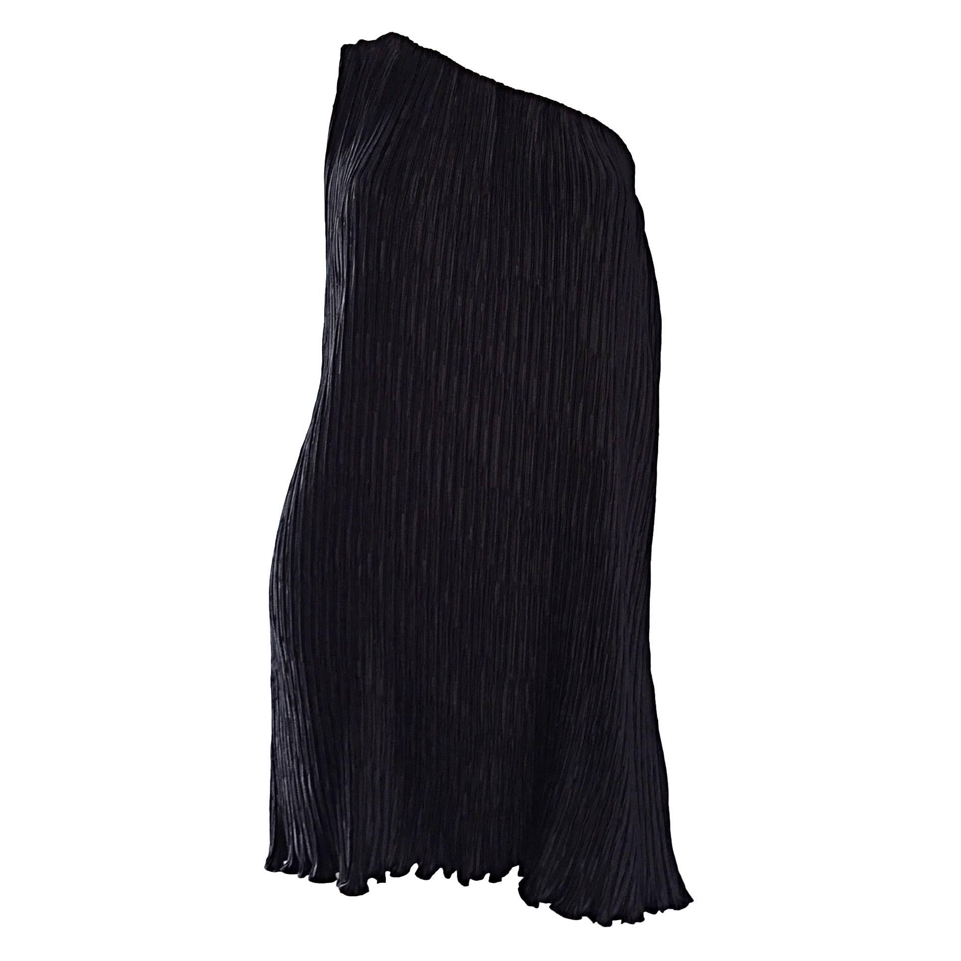 Mary McFadden Vintage One - Shoulder Fortuny Pleated Black Grecian Dress