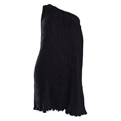 Mary McFadden Retro One - Shoulder Fortuny Pleated Black Grecian Dress