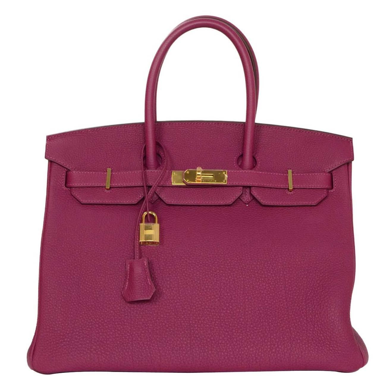 Hermes LIKE NEW Violet Tosca Togo Leather 35cm Birkin Bag w/ Box For Sale at 1stdibs