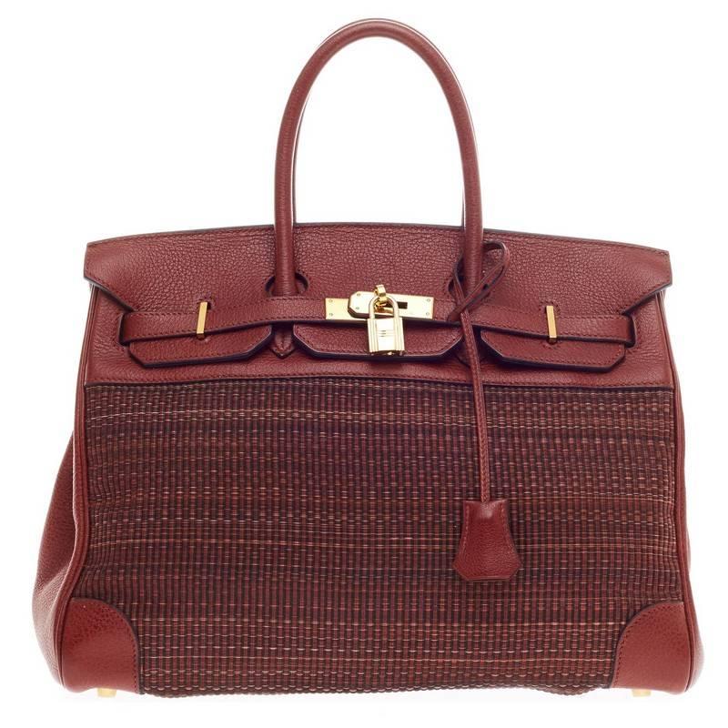 Hermes Birkin Rouge Buffalo Crinoline with Gold Hardware 35